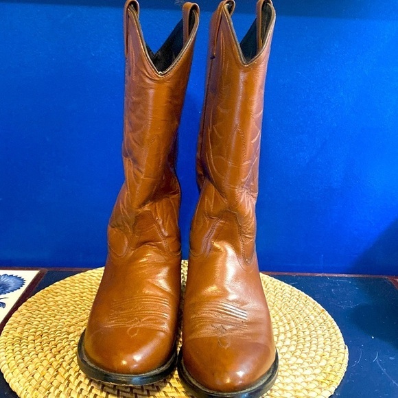Old West SCM7017  Brown Leather Cowboy Boots Mens Size 10 D main image 4